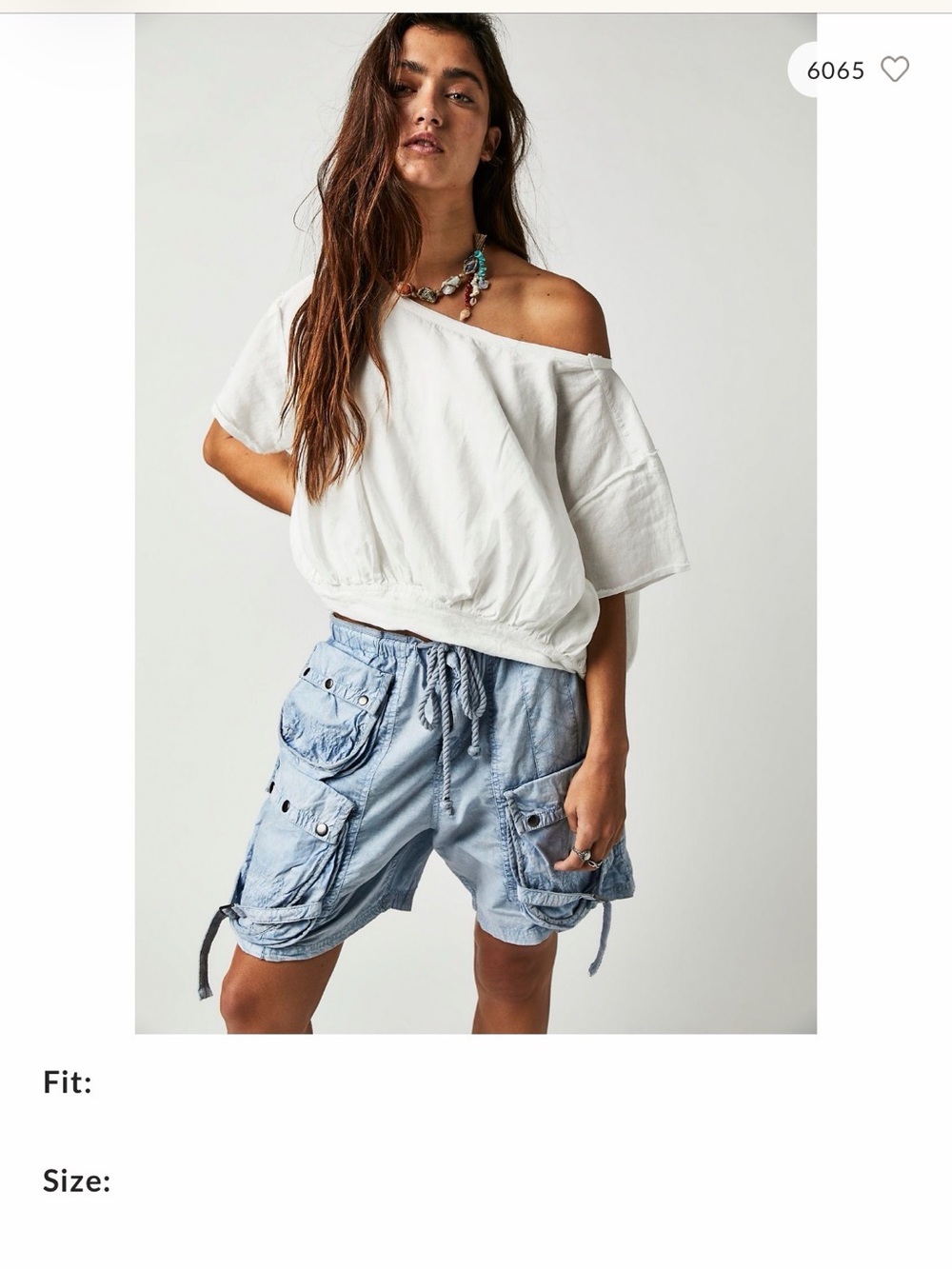 We The Free Cream Cropped Short Sleeve Bubble Hem Top